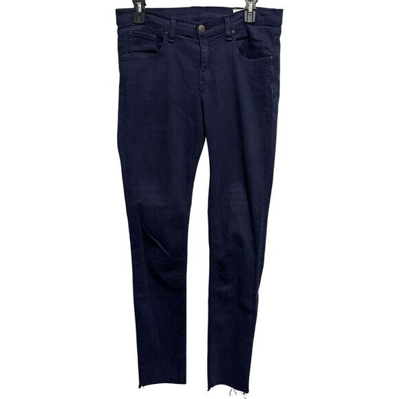 Rag & Bone Low Rise Skinny Jeans Sz 29 Dark Denim Classic 5 Pocket Raw Hem - Picture 1 of 8